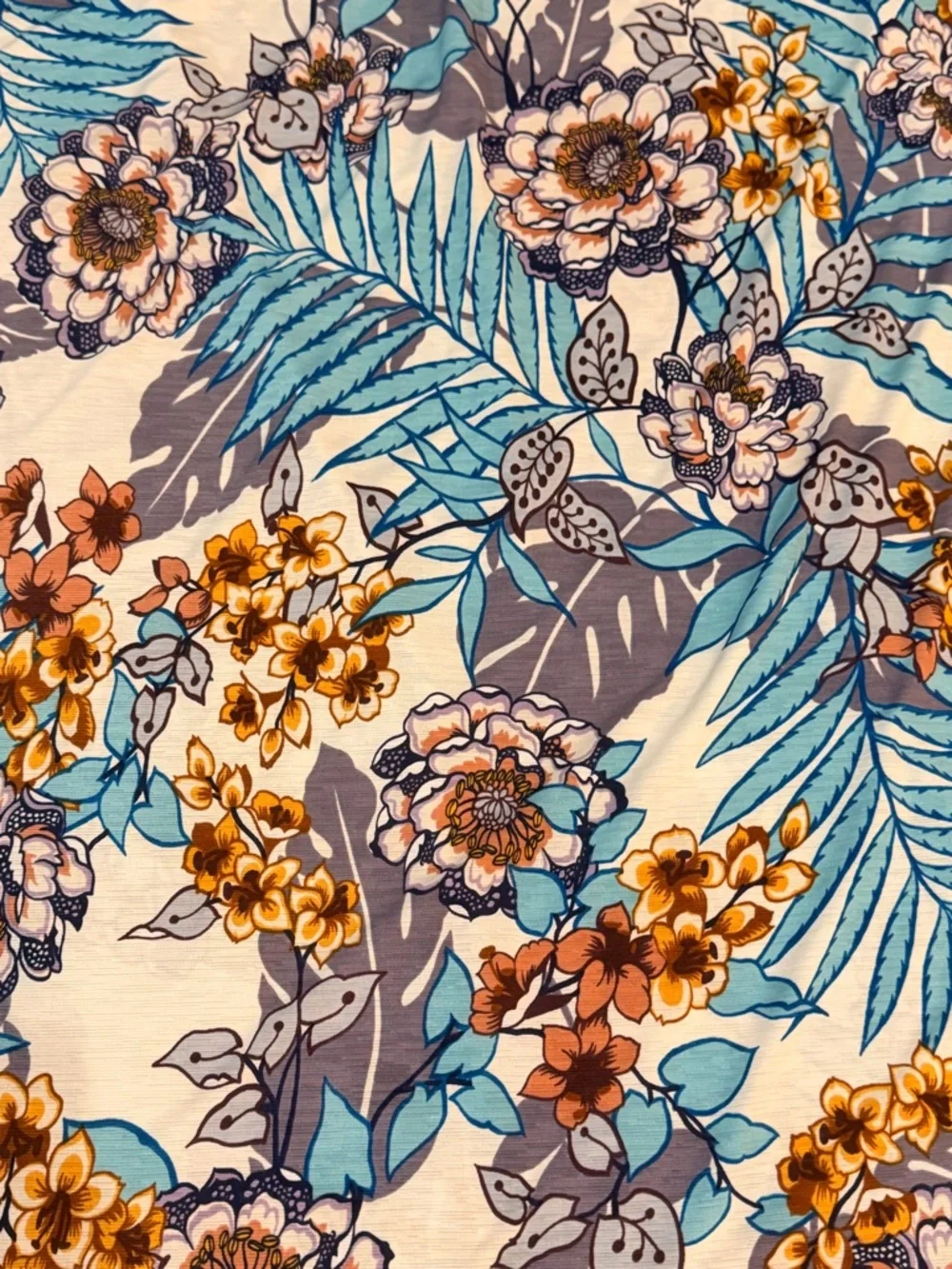 NAÏF Tropical Floral Maxi Dress Blue Tan White Small Summer Boho Vacation - Picture 11 of 15